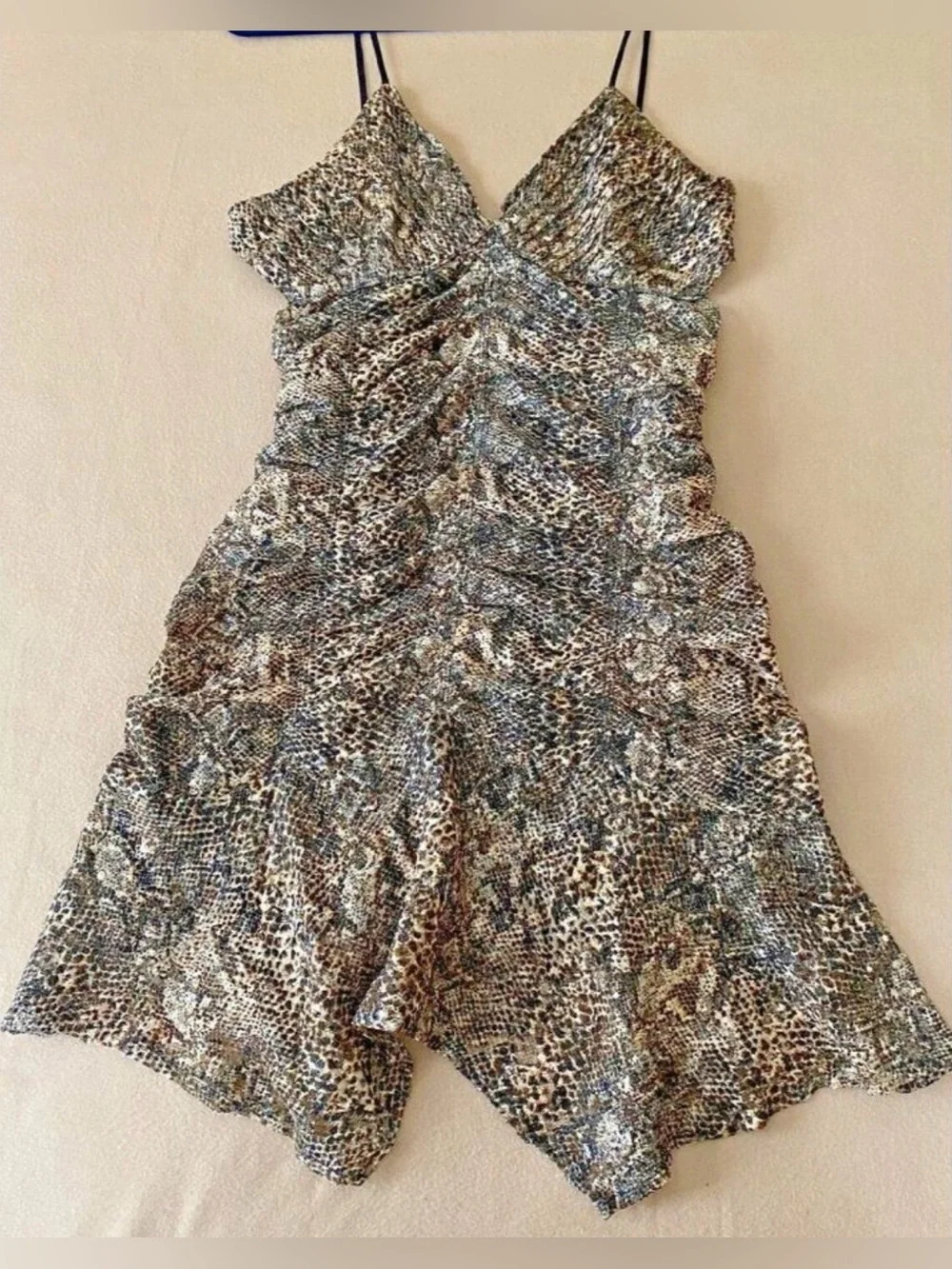 Free people Snake-Print Mini Dress in Brown sz 8